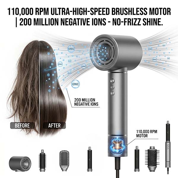 6-in-1 High-Speed Ionic Hair Dryer & Styler Set