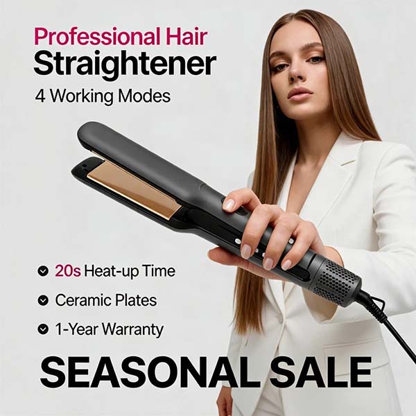 Professional Ionic Hair Straightener with High-Speed Motor & Ceramic Plates